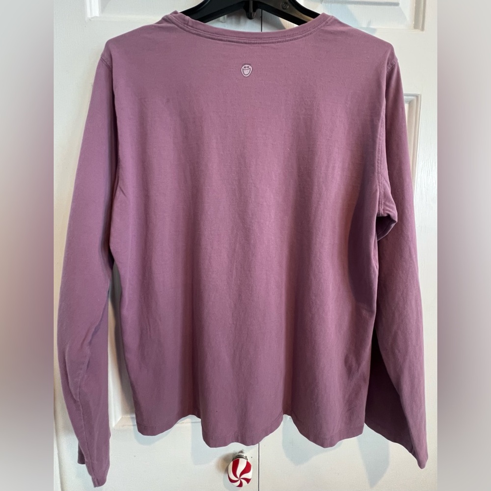 Life Is Good🐶 Mauve, Long Sleeve Tee “ Happy Hour”, Relaxed Fit, Girl & her Dog - Picture 7 of 8